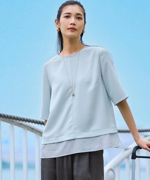 吸水速乾/UVカット/接触冷感】ストレッチジョーゼット シアーコンビ