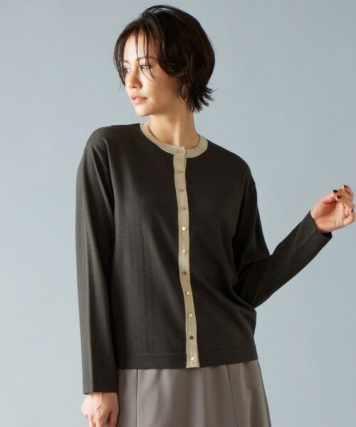 セール】 【アンサンブル対応・洗える】ウールシルク カーディガン