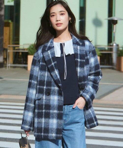 セール】 【一部店舗限定】アルパカシャギーチェック コート