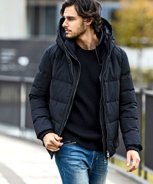 セール】 スタンドネックレイヤードダウンジャケット （ダウン