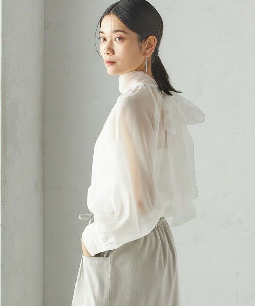 一部追加予約》〈手洗い可能〉オーガンジー リボン ブラウス （シャツ