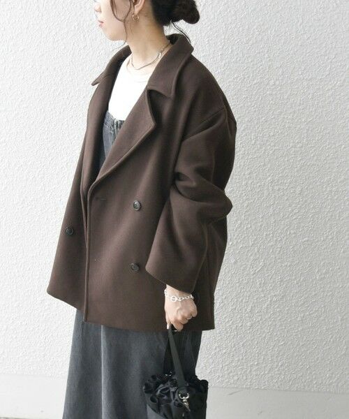 セール】 SHIPS any: ウール ミックス コクーン ショート Pコート