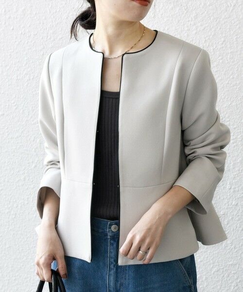 セール】 【WEB限定】SHIPS any:〈洗濯機可能〉ダブルクロス ペプラム