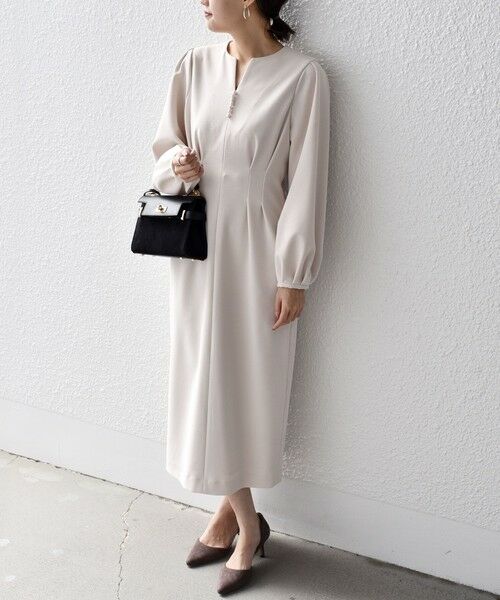 手洗い可能〉ウエストタックワンピース◇ （ロング・マキシ丈