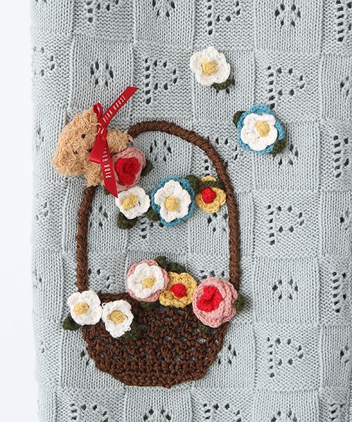 セール】 フラワーバスケットテディモチーフ付きカーディガン