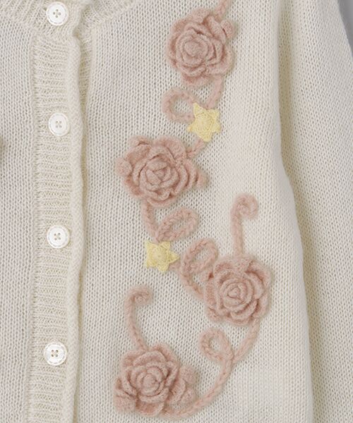 セール】 花と星モチーフ使いニットカーディガン （カーディガン