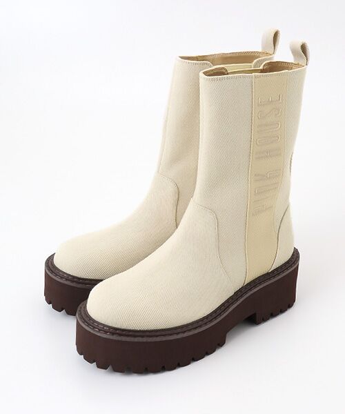 セール】 ロゴ刺繍配色デニムブーツ （ブーツ（ショート丈））｜PINK