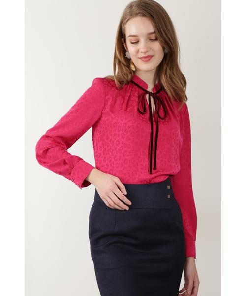 セール】 ◇別珍リボンアニマルジャカードブラウス （シャツ・ブラウス