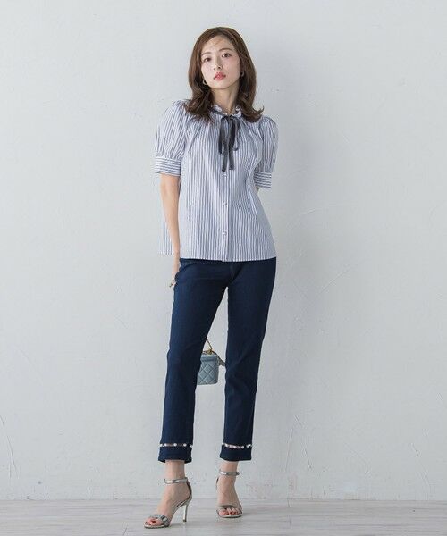 セール】 フリルネックリボンブラウス≪洗濯機で洗える≫ （シャツ