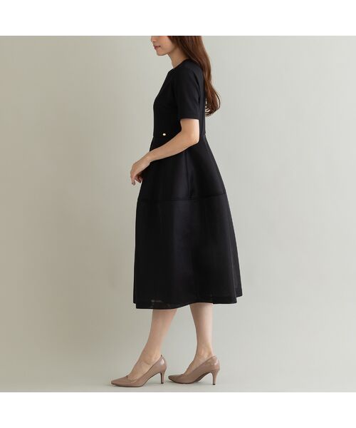 異素材使いハイウエストワンピ―ス （ミニ丈・ひざ丈ワンピース）｜Rose