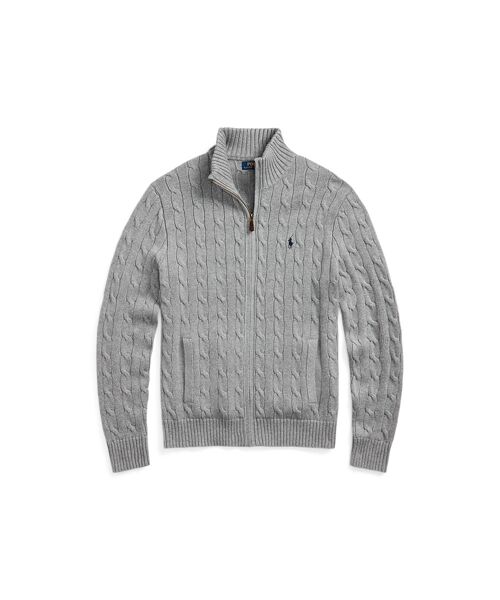 ケーブルニット コットン フルジップ セーター （ニット・セーター