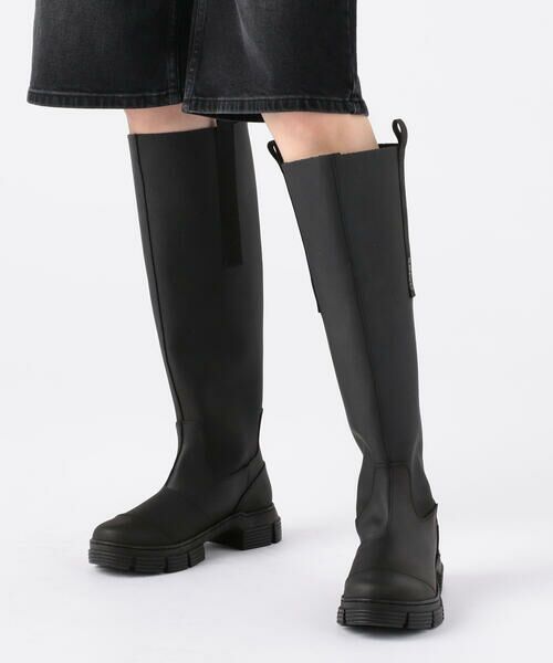 セール】 GANNI リサイクルラバー ロングブーツ （ブーツ（ロング丈