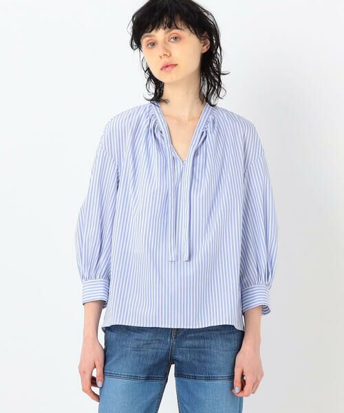 セール】 コットン ネックギャザーブラウス （シャツ・ブラウス