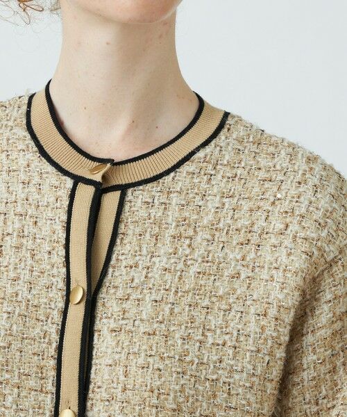 セール】 ニットコンビツイード クルーネックジャケット （ノーカラー