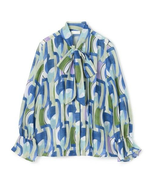 セール】 オプティカルプリント ボウタイブラウス （シャツ・ブラウス