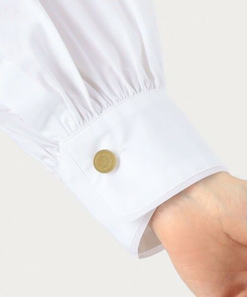 セール】 ホワイトコンビネーション タックボザムブラウス （シャツ