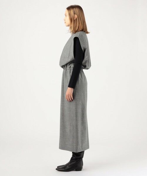 セール】 ウールサキソニーストレッチ ウエストギャザーワンピース