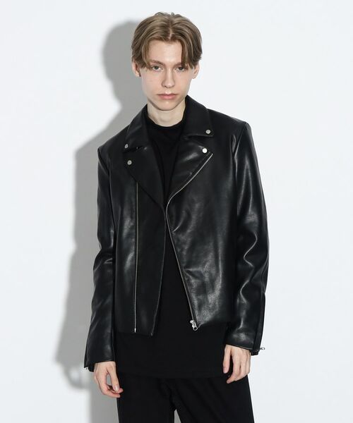 セール】 【WEB限定】シンセティックレザーダブルライダースジャケット