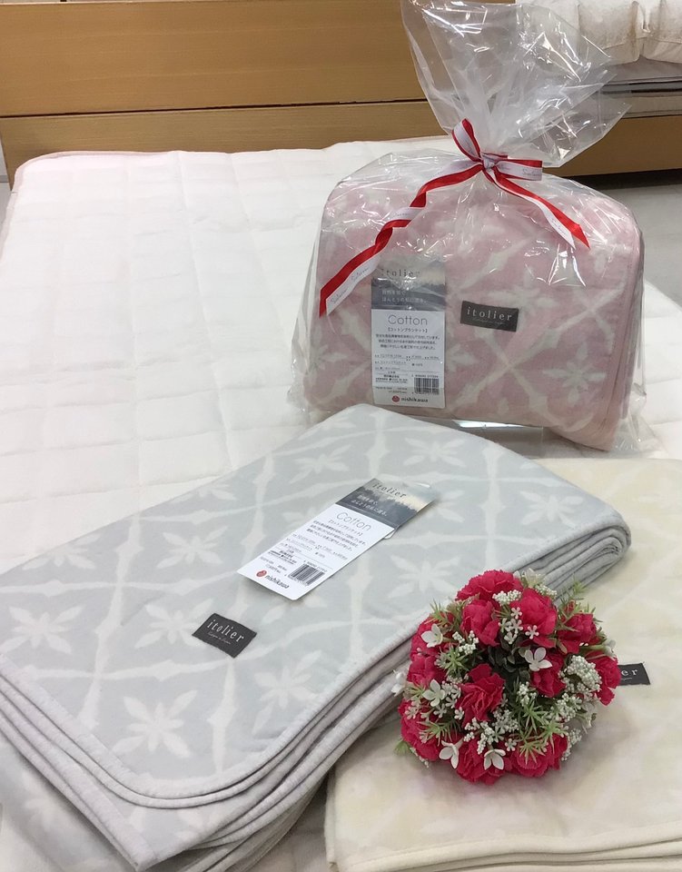 イトリエ コットンブランケット （シングル）約140×200cm ピンク 綿100