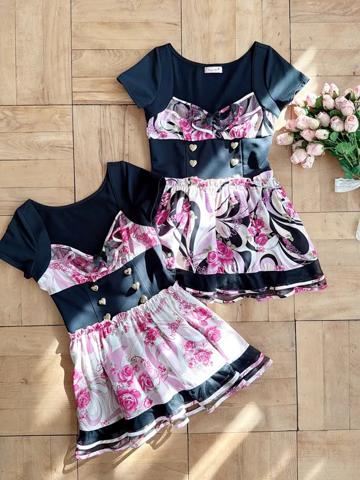 MA*RS】【通販限定販売】幾何学バラ柄ワンピース - ブラック size-F