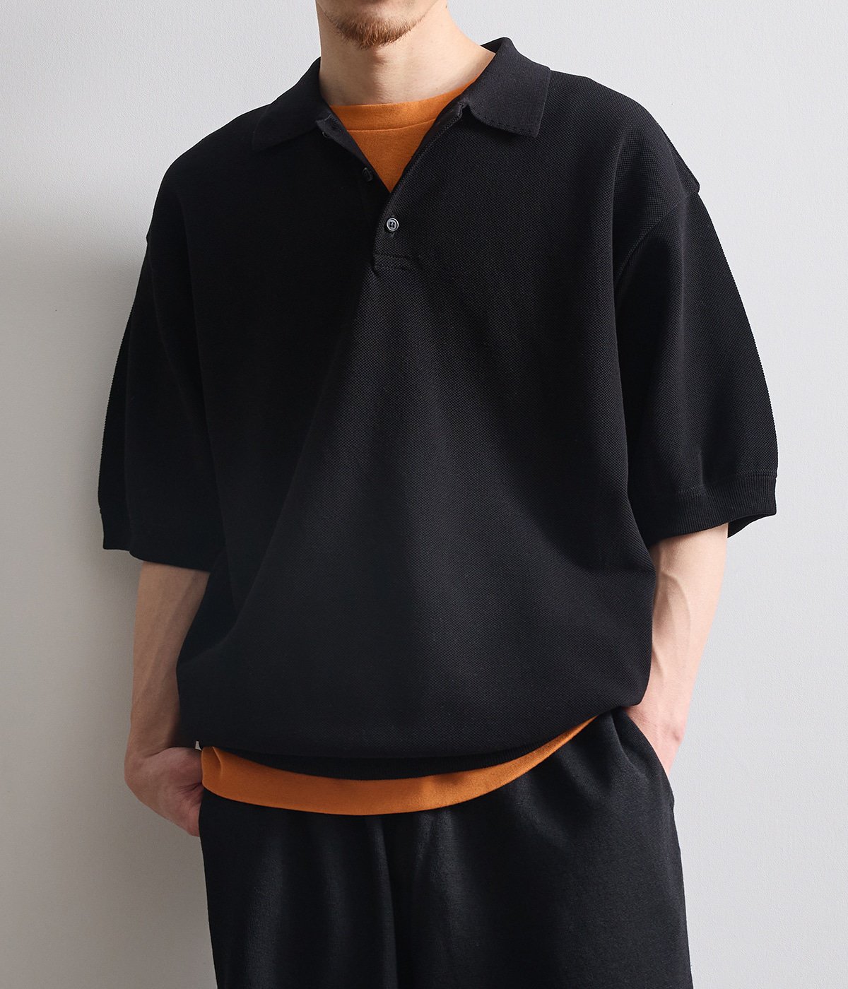 別注 Extra Light Moss Stitch Polo | crepuscule(クレプスキュール