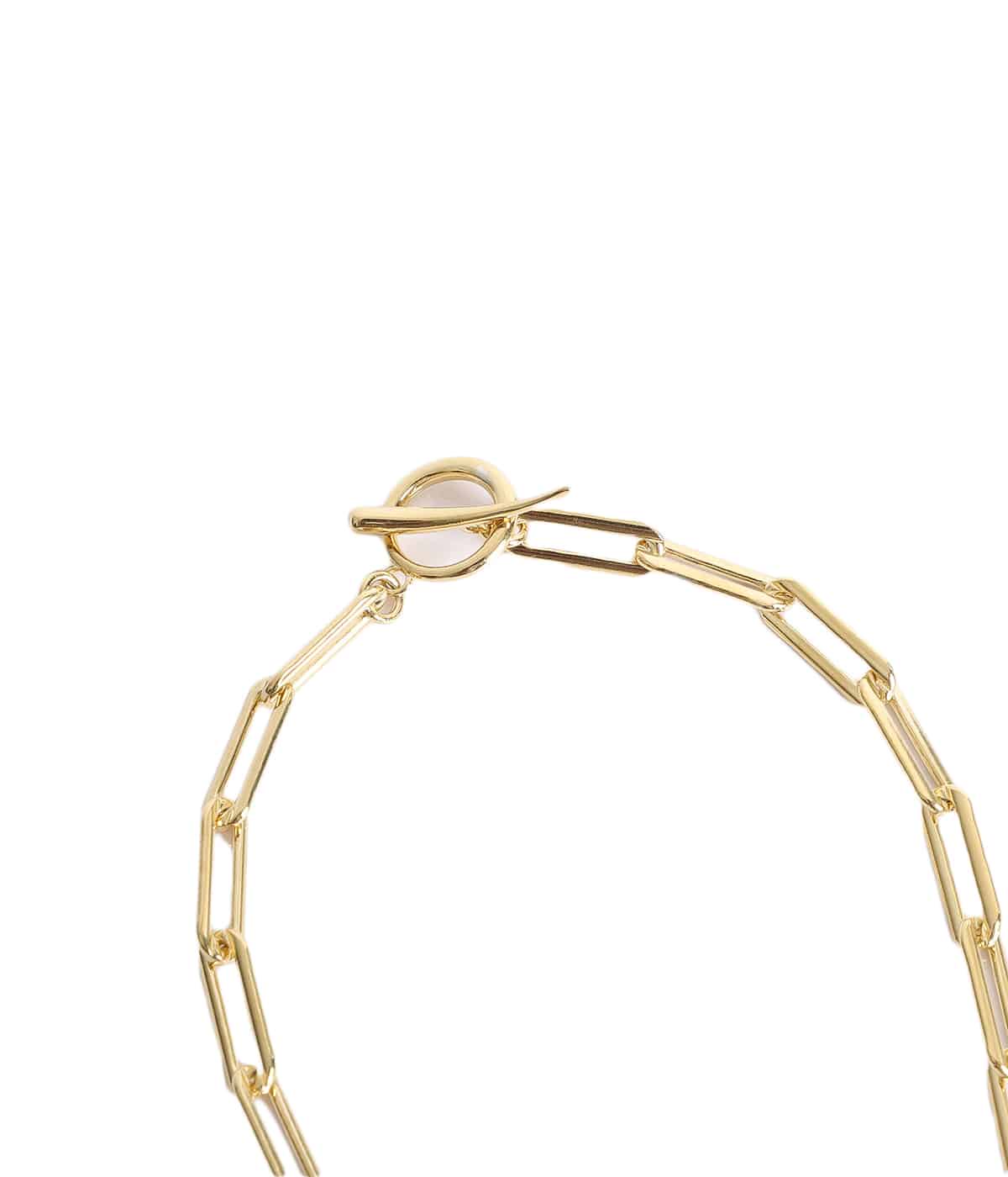 レディース】Fine Rectangular Link Chain Necklace with Tusk Clasp