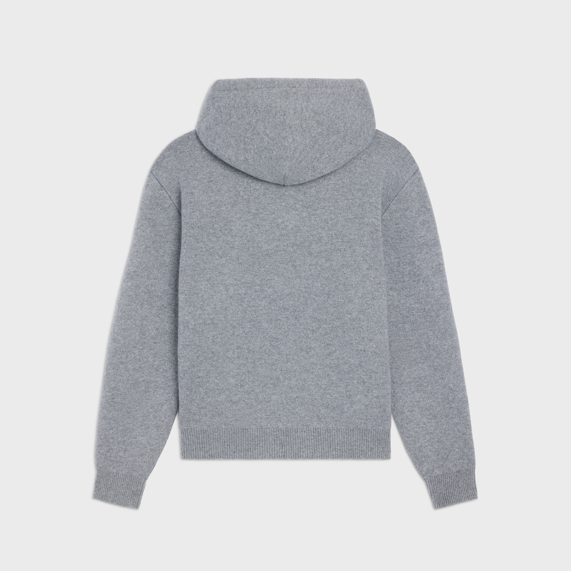 フード付きカーディガン / リブ編みウール - ミディアムグレー | CELINE