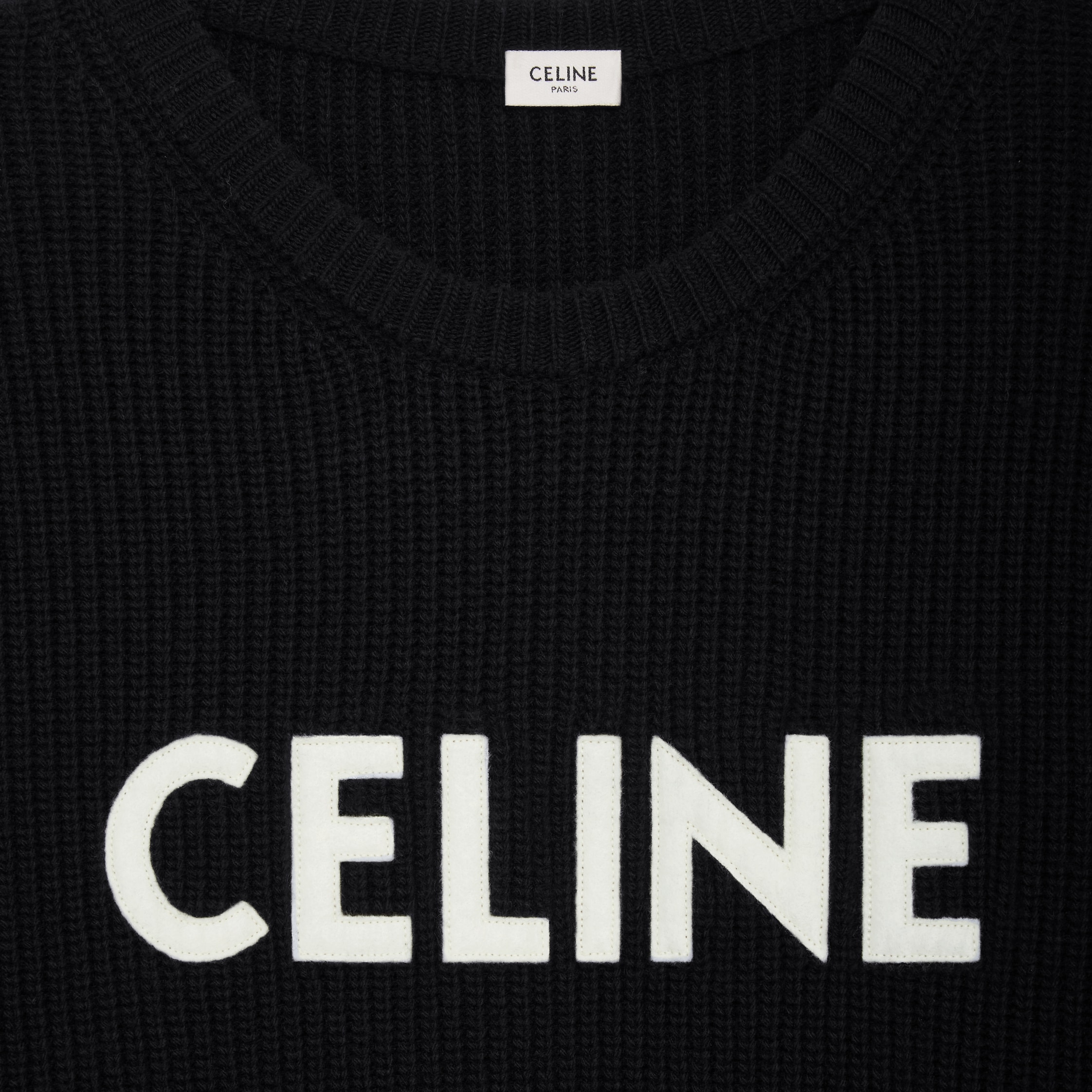 CELINE オーバーサイズ セーター / リブ編みウール - ブラック | CELINE