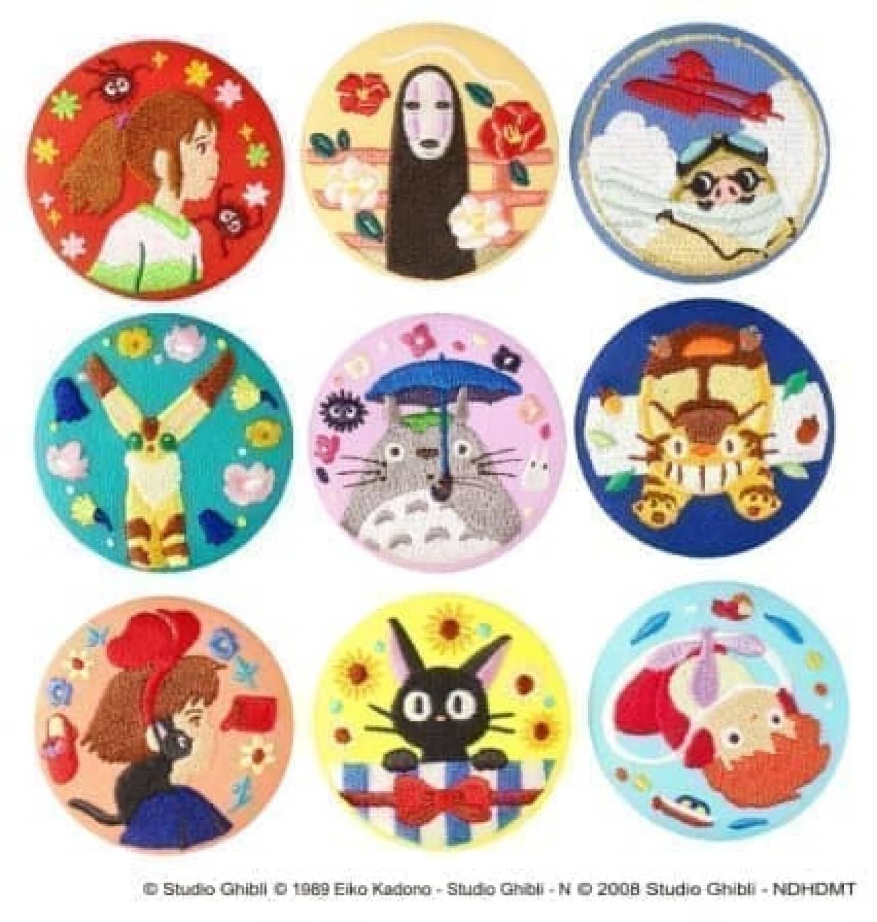 ジブリがいっぱい 刺繍ブローチコレクション」第2弾 -- 人気6作品を