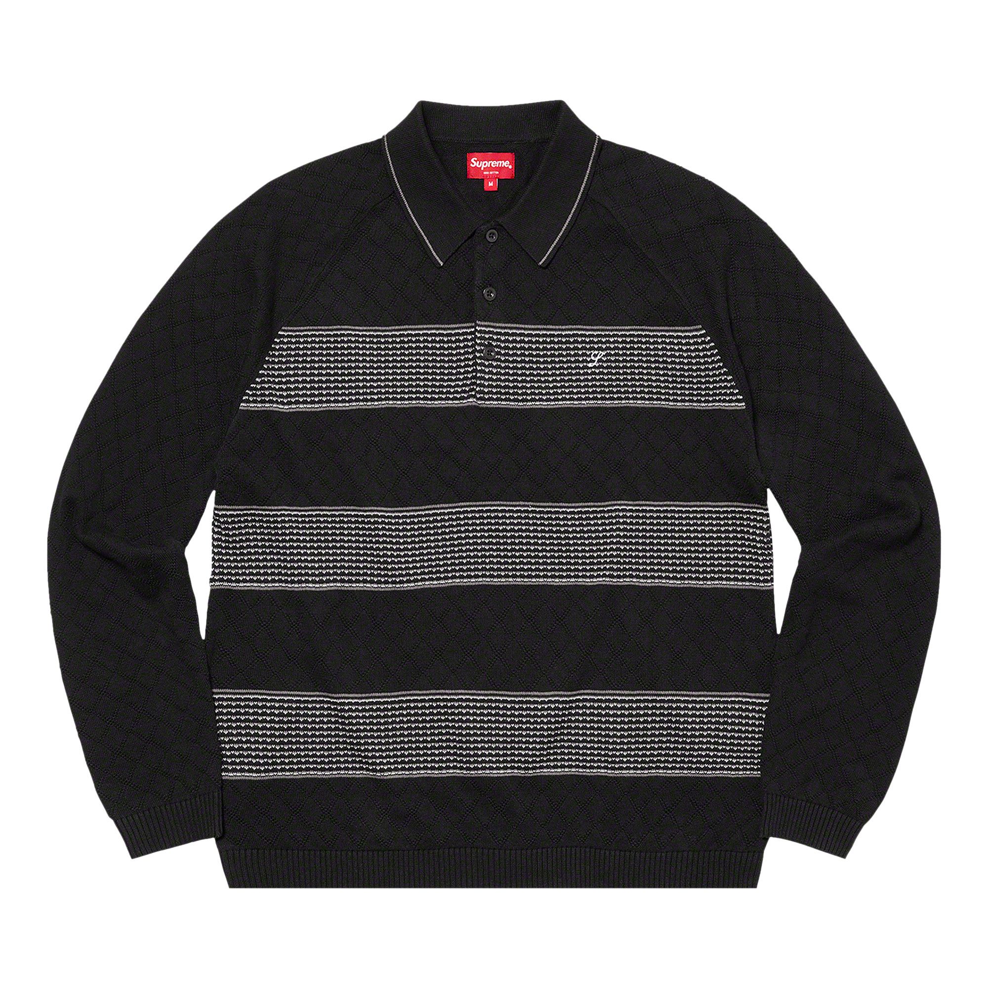 Buy Supreme Knit Stripe Long-Sleeve Polo 'Black' - FW21KN74 BLACK