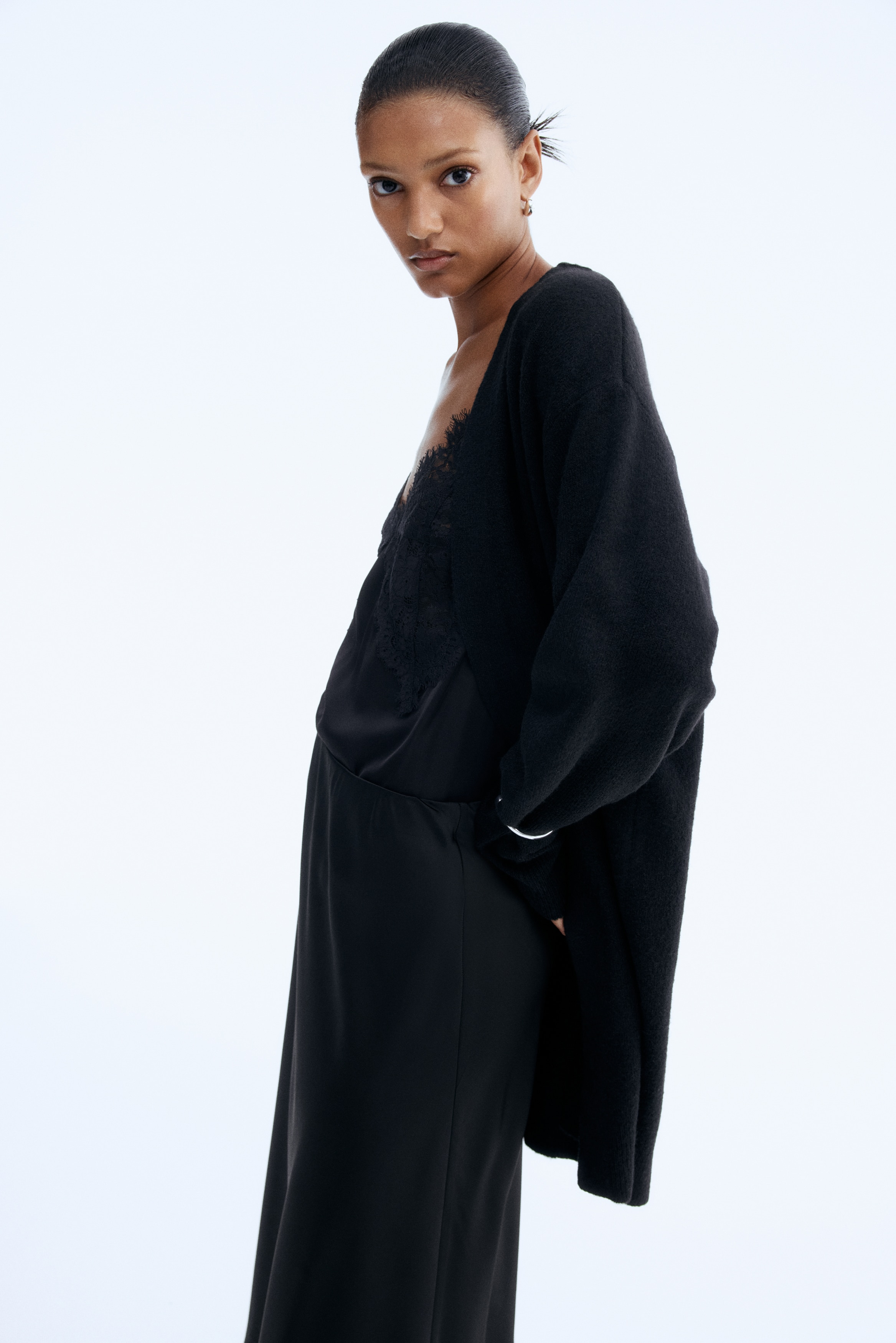 ロングカーディガン - ブラック - レディース | H&M JP