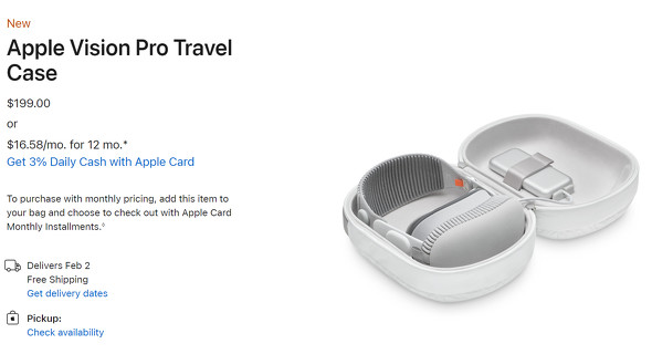 Apple Vision Pro、重さは600g～650g トラベルケースなどアクセサリー
