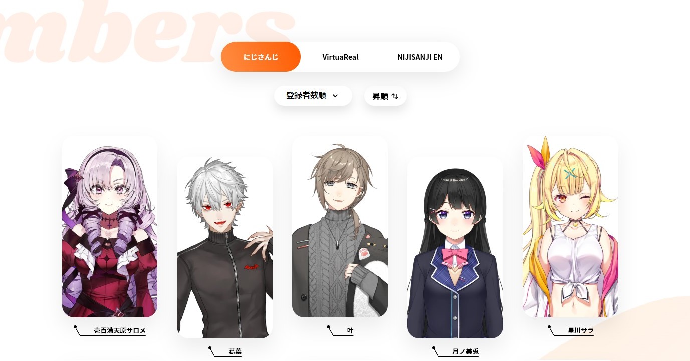VTuber「壱百満天原サロメ」、チャンネル登録者数が「にじさんじ