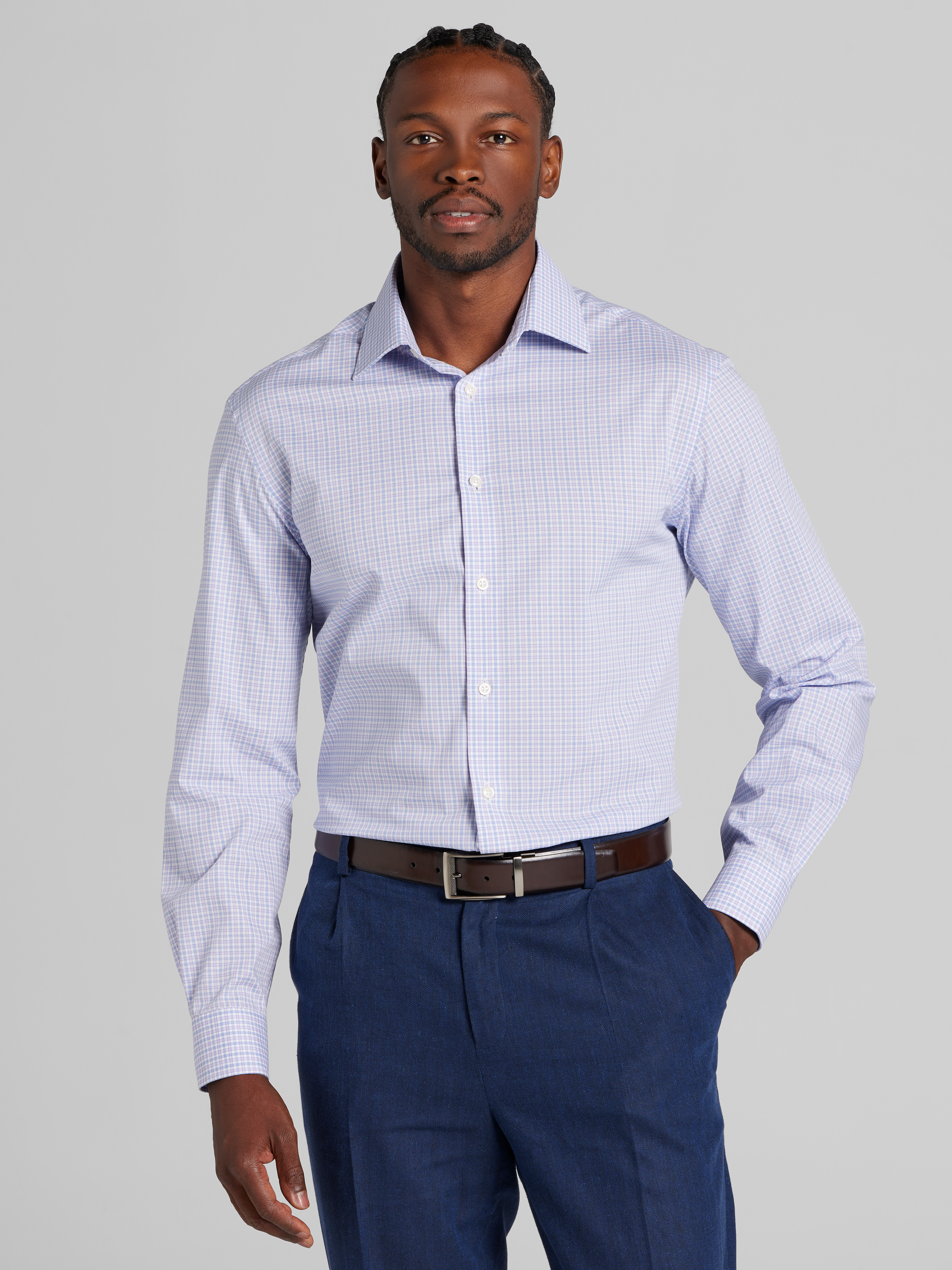 JOE Joseph Abboud Classic Fit Check Dress Shirt, Lavender - Purple