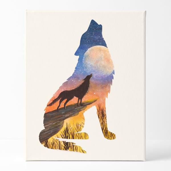 Wolf howling to the moon〜オオカミのシルエットアート - しるえっと