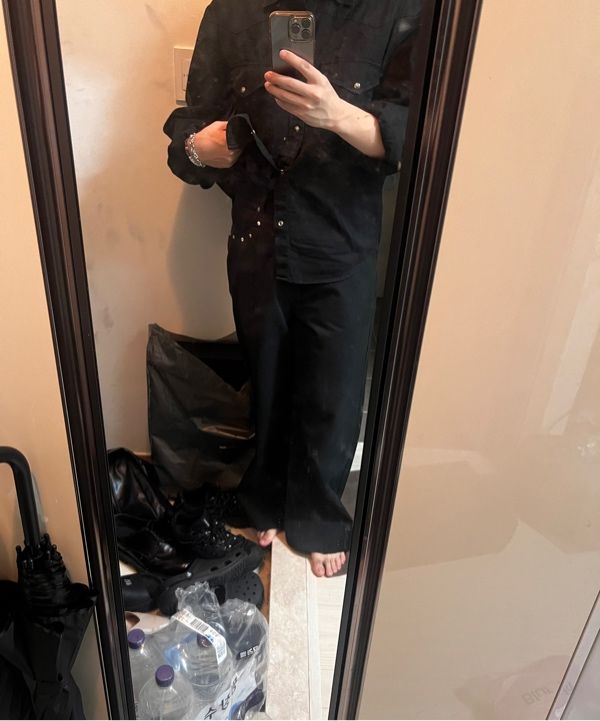 MUSINSA公式 | AAKAM Multi Studded Cotton Pants (Black)