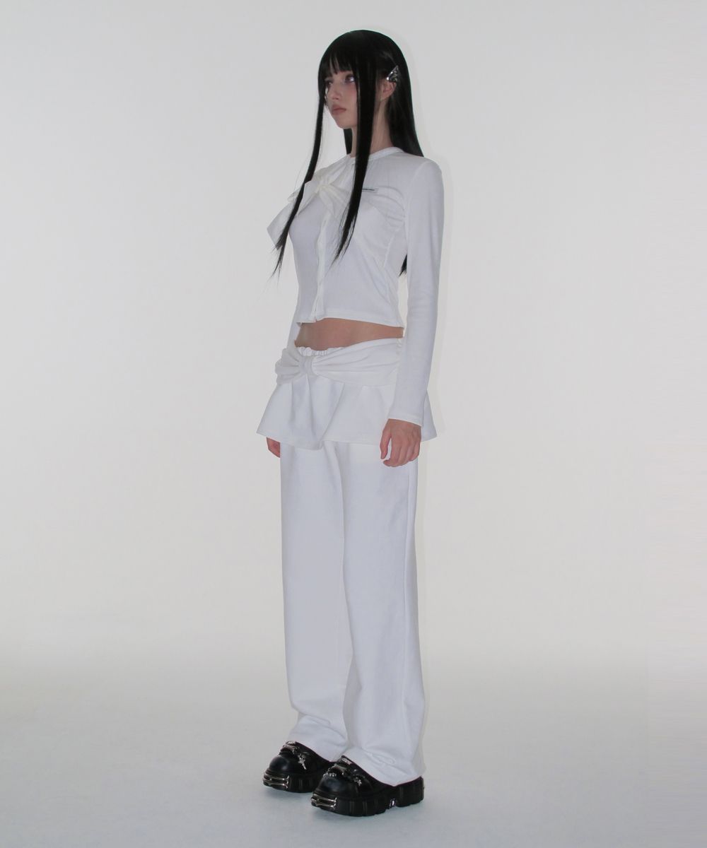 MUSINSA公式 | CRANK リボンタイドニットカーディガン_ホワイト