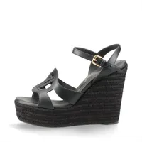 ヴィトン LVイソラライン 24年 レザー ウェッジソールサンダル 38