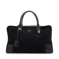 ロエベ アマソナ44 スエードxレザー ボストンバッグ ブラック A3767375