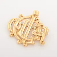 Christian Dior/ディオール◇ロゴ ブローチ◇クラシカルな金色ロゴ