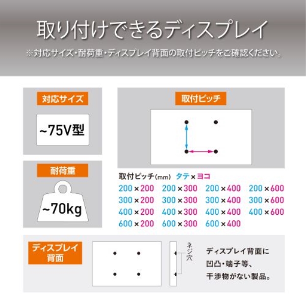 ハヤミ工産 壁掛金具 （マルチ） HMSシリーズ～75V型まで対応 HMS
