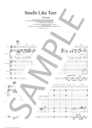 楽譜】Smells Like Teen Spirit / バンドスコア TAB譜 / NIRVANA