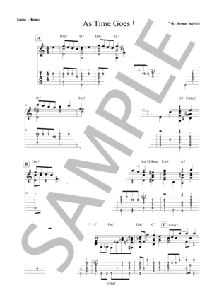 楽譜】As Time Goes By / ハーマン・フップフェルド (ギターソロ