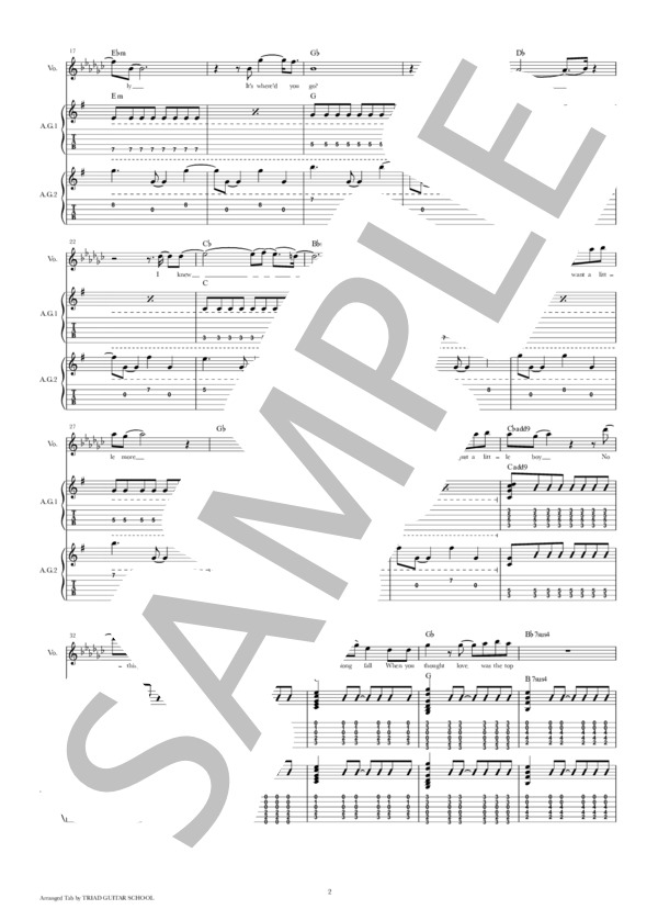 楽譜】Mighty Long Fall / ギタースコア TAB譜 / ONE OK ROCK (ギター