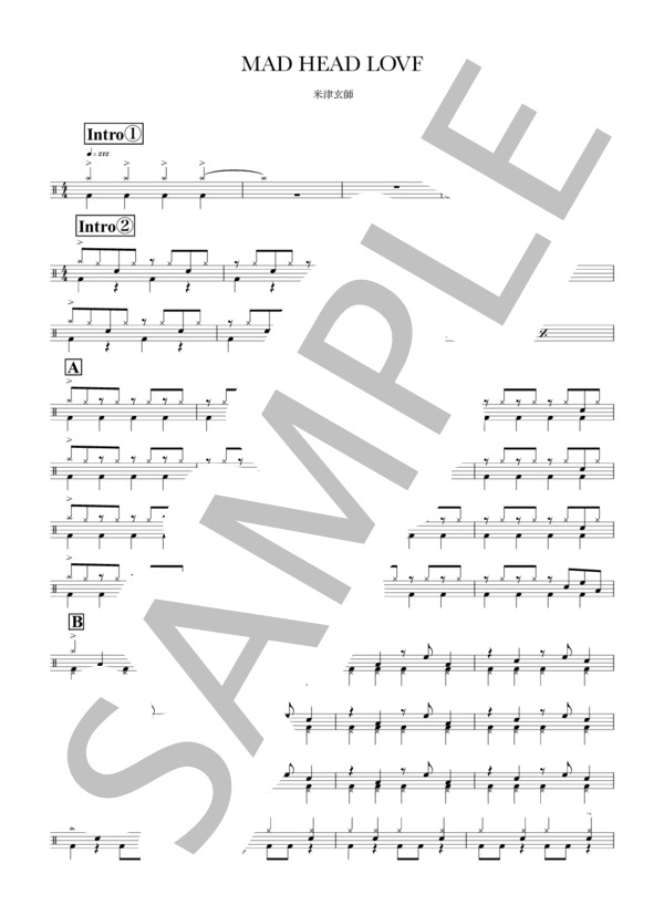 楽譜】MAD HEAD LOVE / 米津 玄師 (ドラム / 中級) - Piascore 楽譜ストア