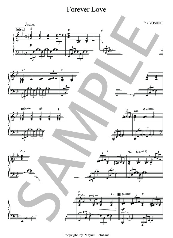 楽譜】Forever Love ピアノソロ用楽譜 / X JAPAN (ピアノソロ / 中級