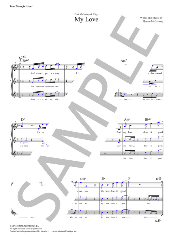 楽譜】My Love - Paul McCartney & Wings リードシート / ギターソロ