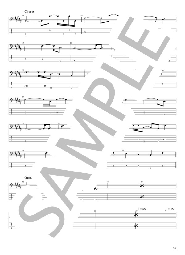 楽譜】サヨナラCOLOR / SUPER BUTTER DOG (エレキベース / 初〜中級