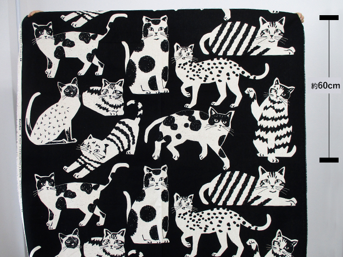 echino NekoNoe 綿麻キャンバス CAT CAT 110cm巾 動物|ねこ | ひなた