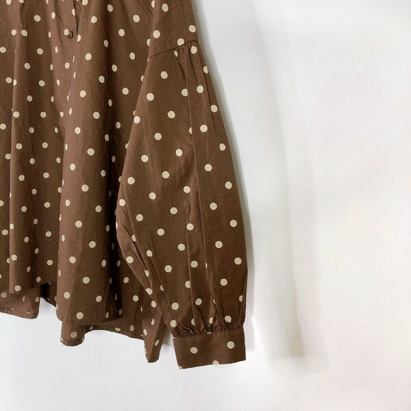 ドットフリル襟ブラウス レディース トップス 長袖ブラウス ボタン 前